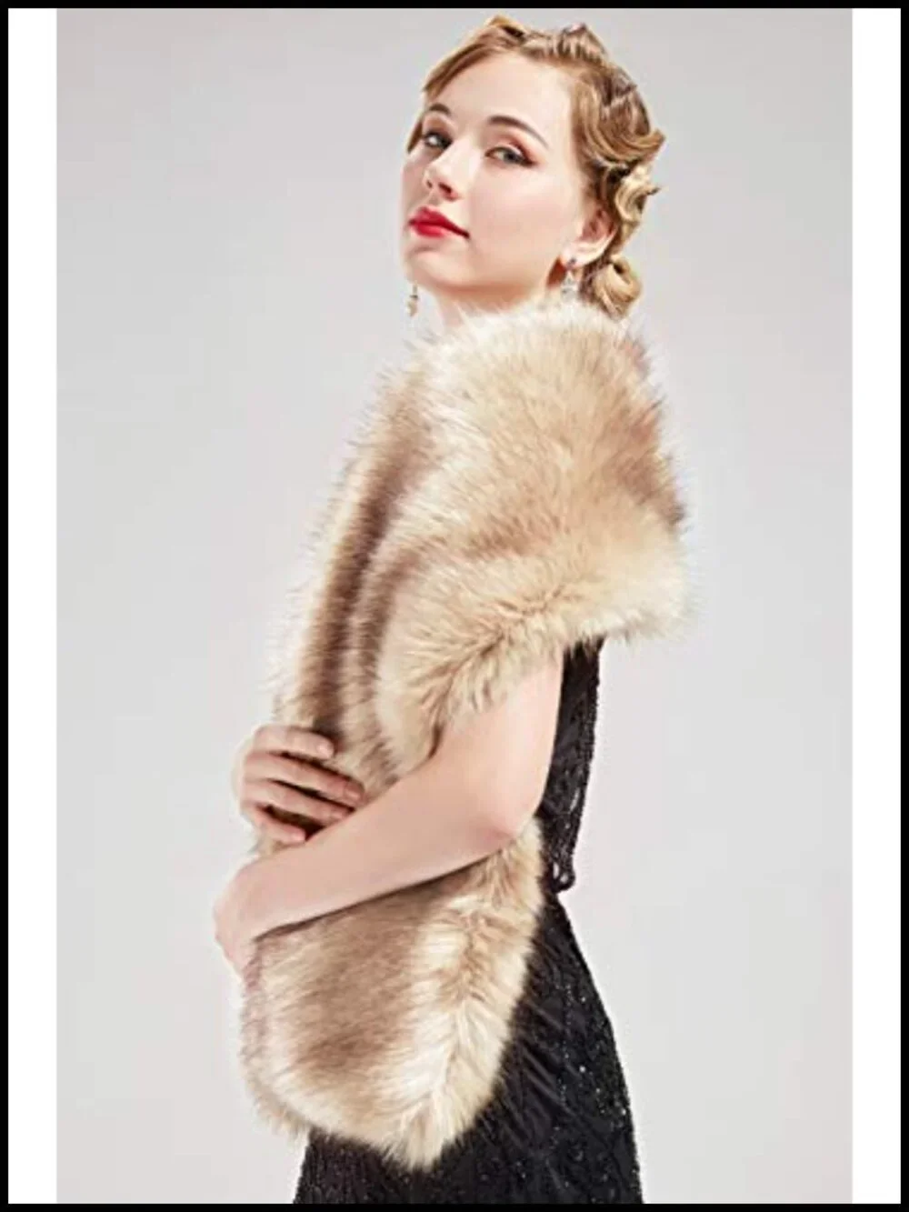 Faux Fur Shawl Scarf Cape Wrap for Winter 3 Ways to Wear Hidden Hole Design